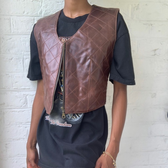 Vintage Campagnie Express Leather Vest - Picture 2 of 6